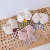 New Soft Plush Baby Girl Scarf Winter Cute Plaid Thick Warm Faux Fur Girls Scarves Bows Neck Warmer Neckerchief Children Kid