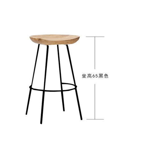 High Wood Stool Modern Minimalist High Chair Solid Wood Home Bar Stool Creative Bar Chair Cashier Counter Iron Art