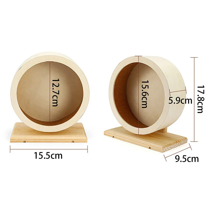 Wooden Running Wheel Training Silent Pet Supplies Gerbil Mice Rotatory Pig Cage Accessory Mute Roller Toy Hamster Wheel Exercise