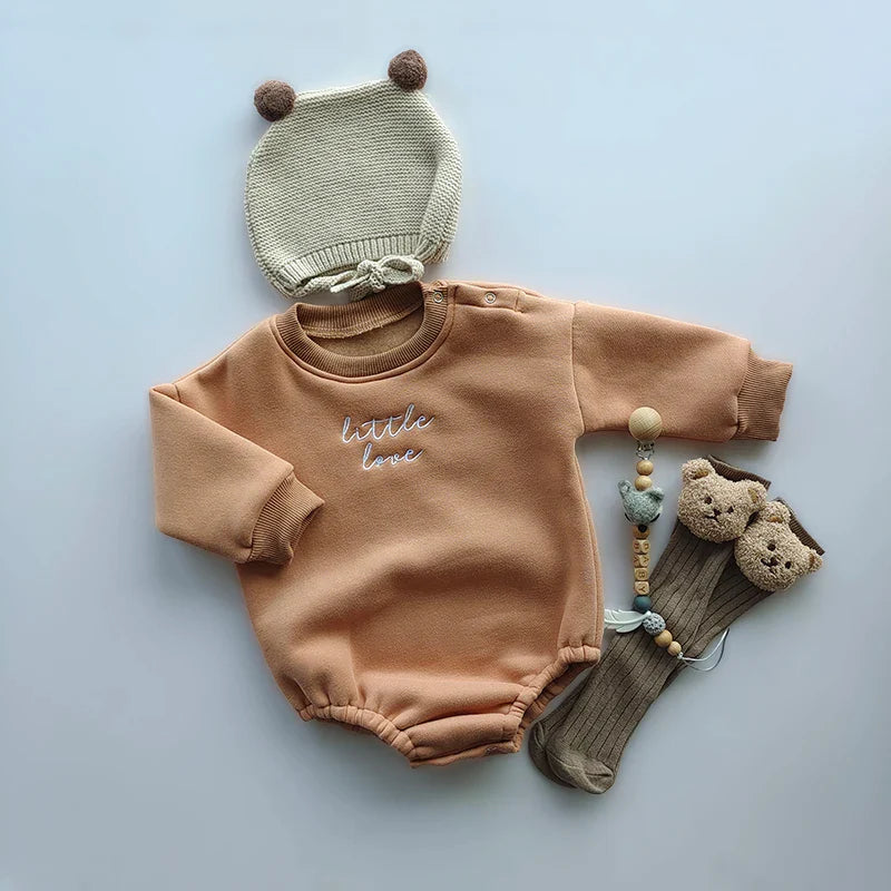 Spring Autumn Newborn Infant rompers one-piece Letter embroidery sweatshirt romper Long Sleeve Baby Full loose Body jumpsuits