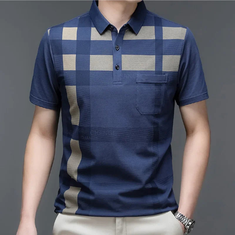 Summer new men polo shirt High quality brand cotton Short Sleeve pocket men polo shirt casual striped shirt polo Men's clothing