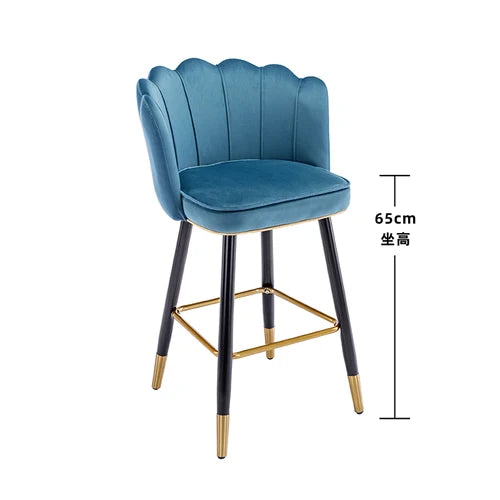 Leather High Bar Chair Modern Nordic Luxury Blue Minimalist Dining Chairs Metal Design Banqueta Giratria Furniture Bar Chair