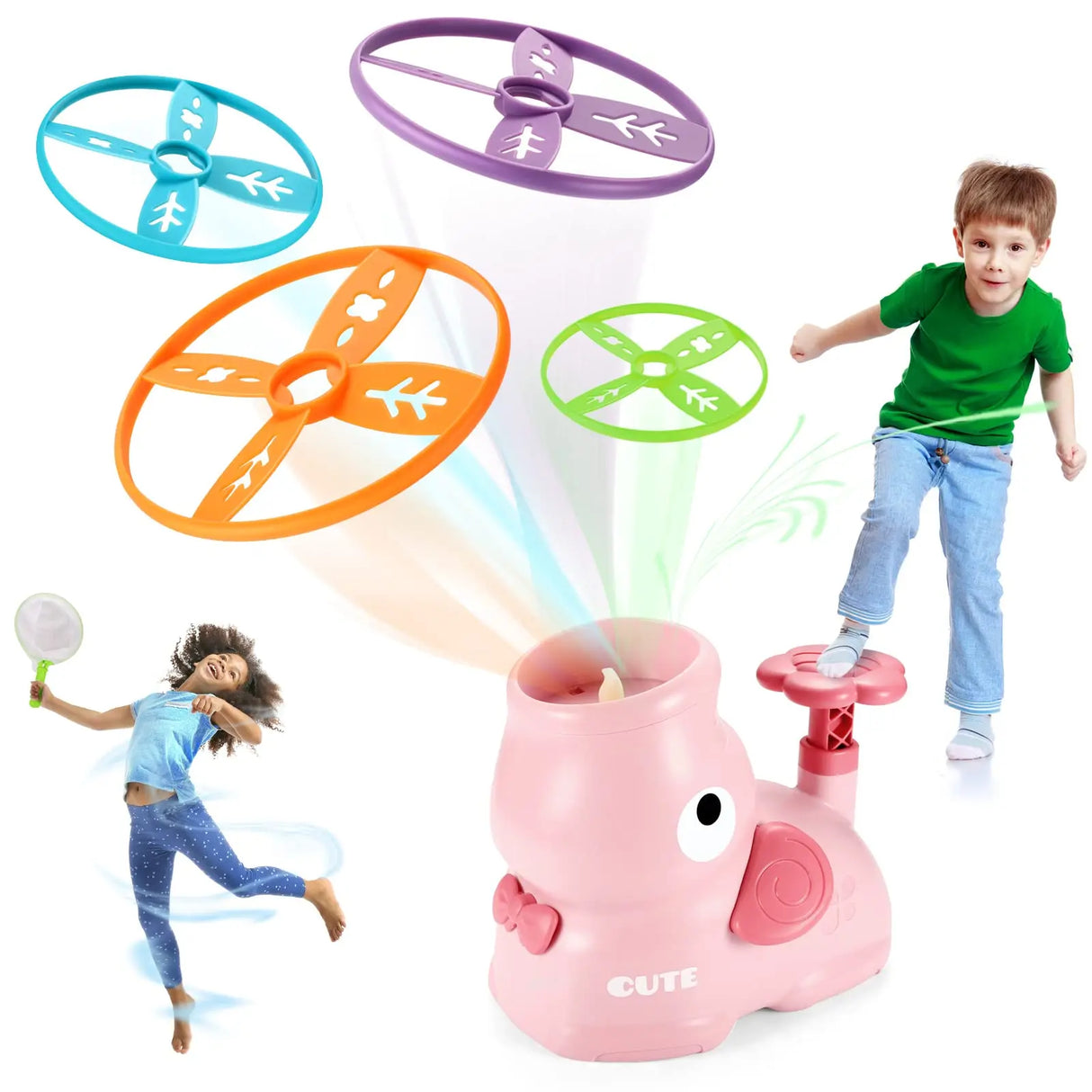 Kids Outdoor Game Flying Discs Air Rocket Launcher Feet-Mounted Flying Saucer Interactive Garden Sports Toy for Children