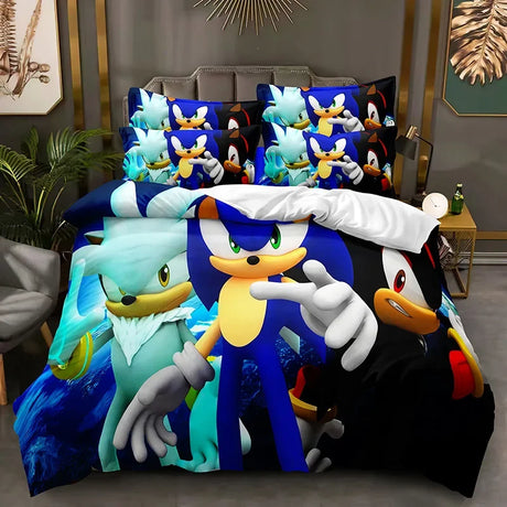 Sonic Simple Duvet Cover Single Piece Dormitory Upper and Lower Beds 1.5/1.8/2.0 Universal Duvet Cover Animation Derivatives