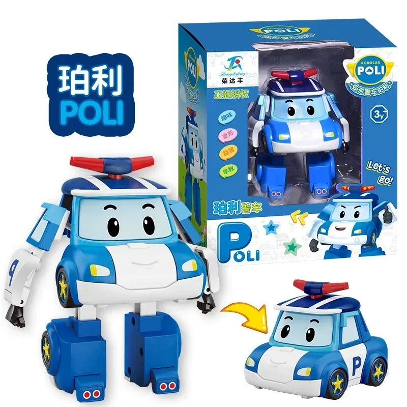 South Korea Poli Robocar Car Transform Vehicle Robot Action Figurine Cartoon Police Car Anime Figure Poli Amber Roy Kid Toy Gift