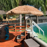 200x220cm Tiki Umbrellas Simulated Thatch Patio Beach Umbrella Garden Pool Backyard Parasol Hawaiian UV Protect Tilt Sunshades