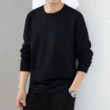 2024 Autumn Hoodies Men New Fashion Casual Slim Fit Waffle Round Neck Sweatshirts Men's Fashion Long Sleeve Undershirts