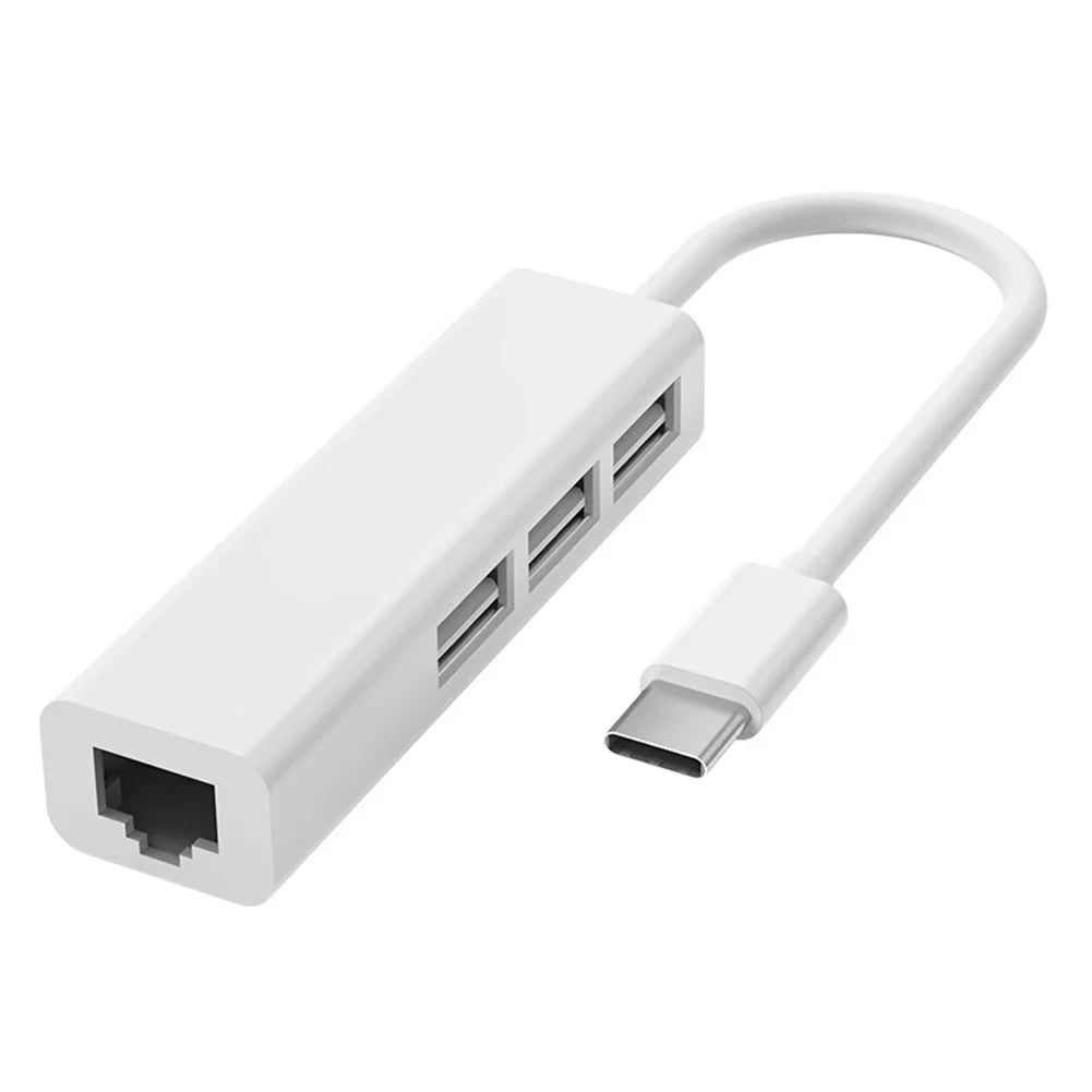 Network Card USB Type-C Ethernet Adapter USB TYPE-C 4 In 1 Hub 2.0 to Gigabit Rj45 Lan 100Mbps Ethernet Adapter for PC Lapotp