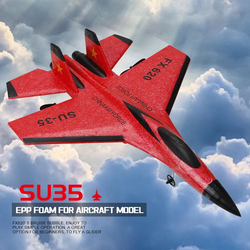 RC Plane SU35 2.4G With LED Lights Aircraft Remote Control Flying Model Glider EPP Foam Toys Airplane For Children Gifts