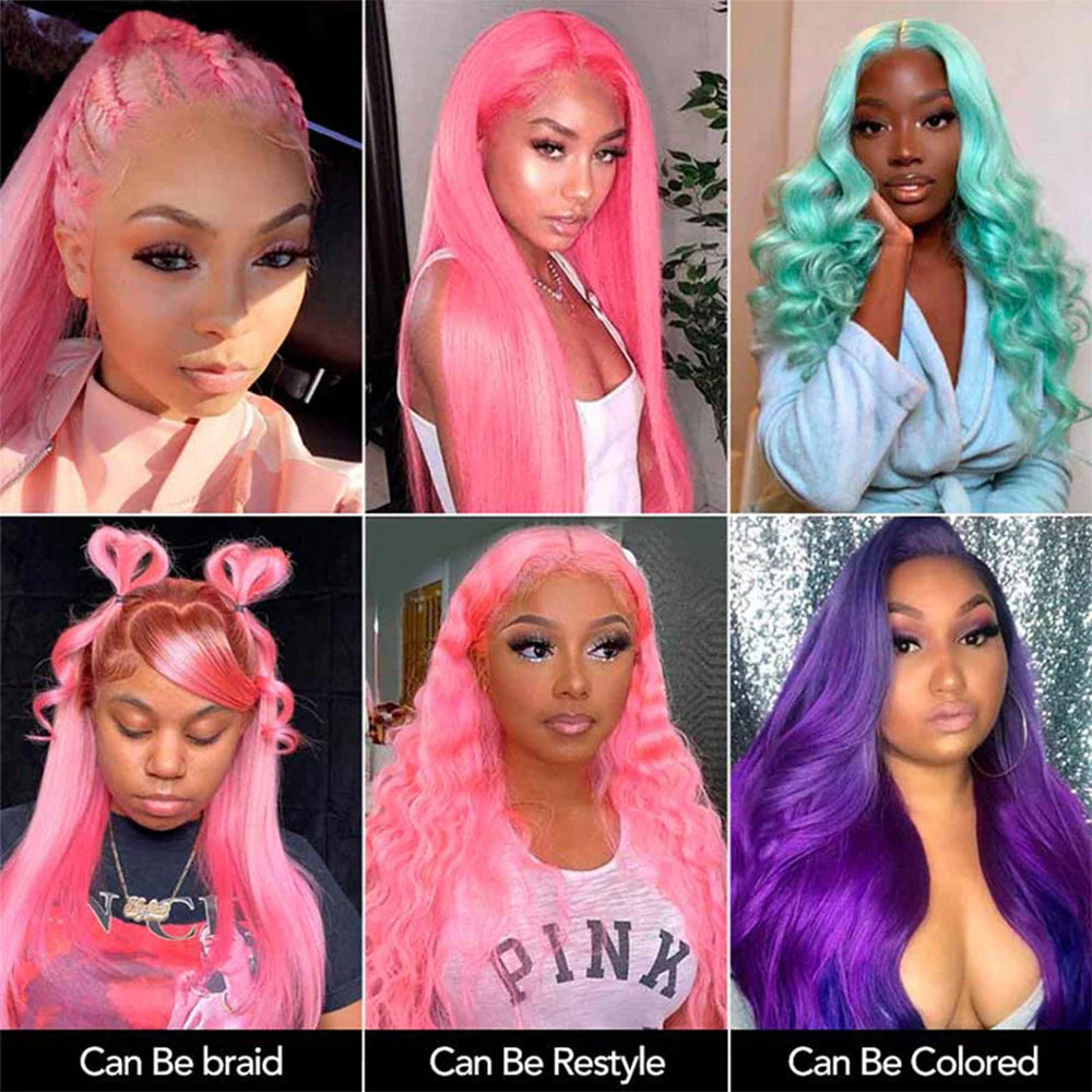 Sogreat Pink Lace Front Wig Human Hair 13x4 13x6 Hd Lace Frontal Wig Brazilian 613 Colored Body Wave Lace Front Wigs For Women