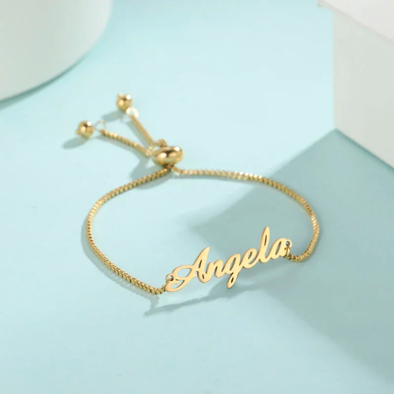 Lemegeton Custom Name Bracelet For Women Personalized Bracelet with Children's Baby Name Stainless Steel Customized Jewelry Gift