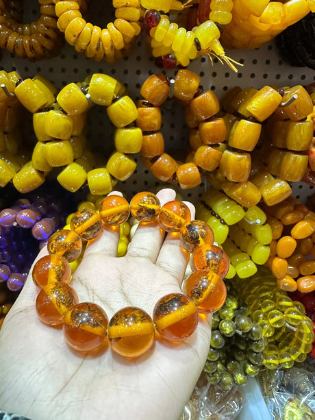 Natural Raw Amber Bracelet Men Women Healing Gemstone Fine Jewelry Genuine Baltic Ambers Tumbled Stone Bracelets Bangles