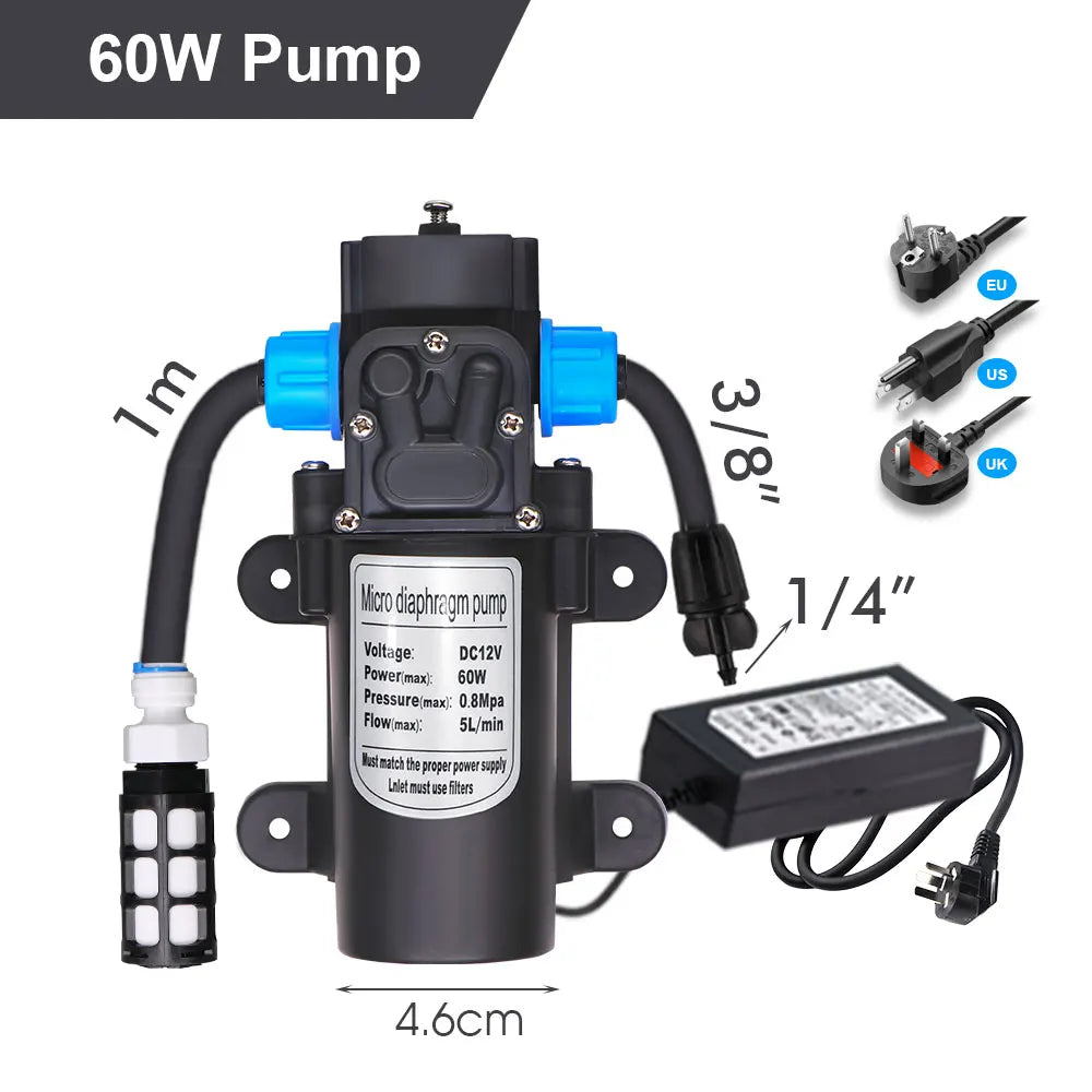 50-5M 13cm Stake Sprinkler Watering System Garden 60W Power Self-Priming Pump Automatic Irrigation Equipment 1/4”Hose Drip Kits