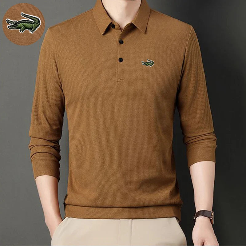 New Summer Brand Embroidered Polo Shirt Men Hot High Quality Men's Long Sleeve Breathable Top Business Casual Polo-shirt for Men