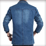 Mens Denim Blazer Men Fashion Cotton Vintage Suit Outerwear Male Blue Coat Denim Jacket Men Slim Fit Jeans Blazers