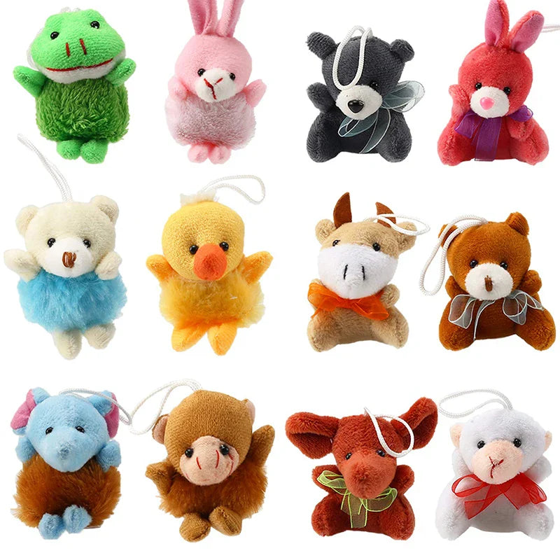 24 Mini Plush Animal Keychain Set Small Plush Keychain Decoration for Party Favor Teacher Student Award Goody Bag Filler Gift