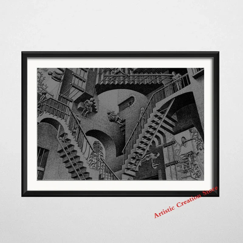 Modern Abstract Art Escher Surreal Geometric Artwork Posters Prints  Canvas Painting Wall Picture Art for Living Room Home Decor