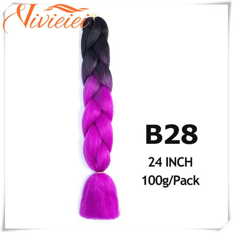 6 Pcs 24” Synthetic Braiding Hair Pink Jumbo Braids Hairstyles Purple Blue Blonde Ombre Hair Extensions For Women 100G/Pack