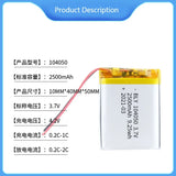 104050 Batteries 104050 3.7V 2500mAh Polymer Lithium Rechargeable Battery for Camera GPS navigator  Bluetooth Headset