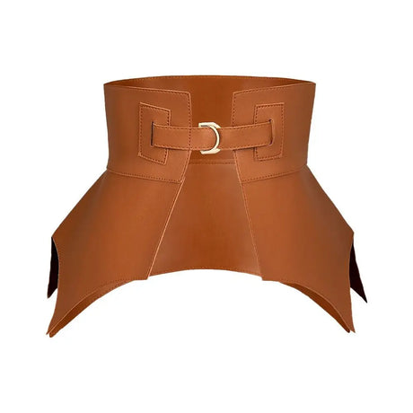 1PC Irregular Pu Leather Belts Long Wide Punk Style Skirt Dress Coat Elastic Waistband Women Fashion Black Brown Corset Belt