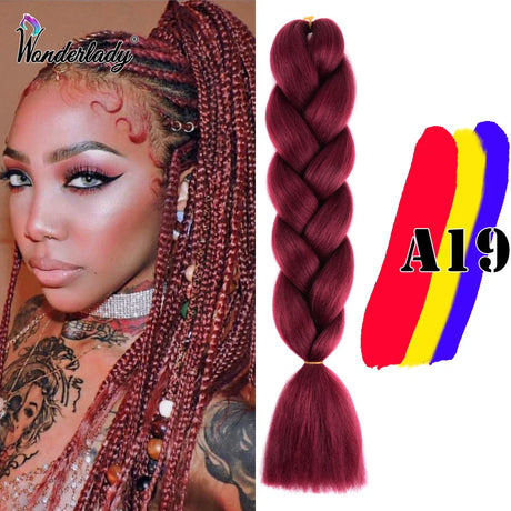 WonderLady 255 Color Long Colored Braiding Hair Jumbo Braids DIY Hairstyle Ombre Synthetic Hair Extensions For Women Braiding