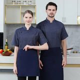 Grey Short Sleeve Chef Jacket Chef Uniform for Men Women Kitchen Restaurant Uniforms Shirts Summer Cook Coat Waiter Clothes