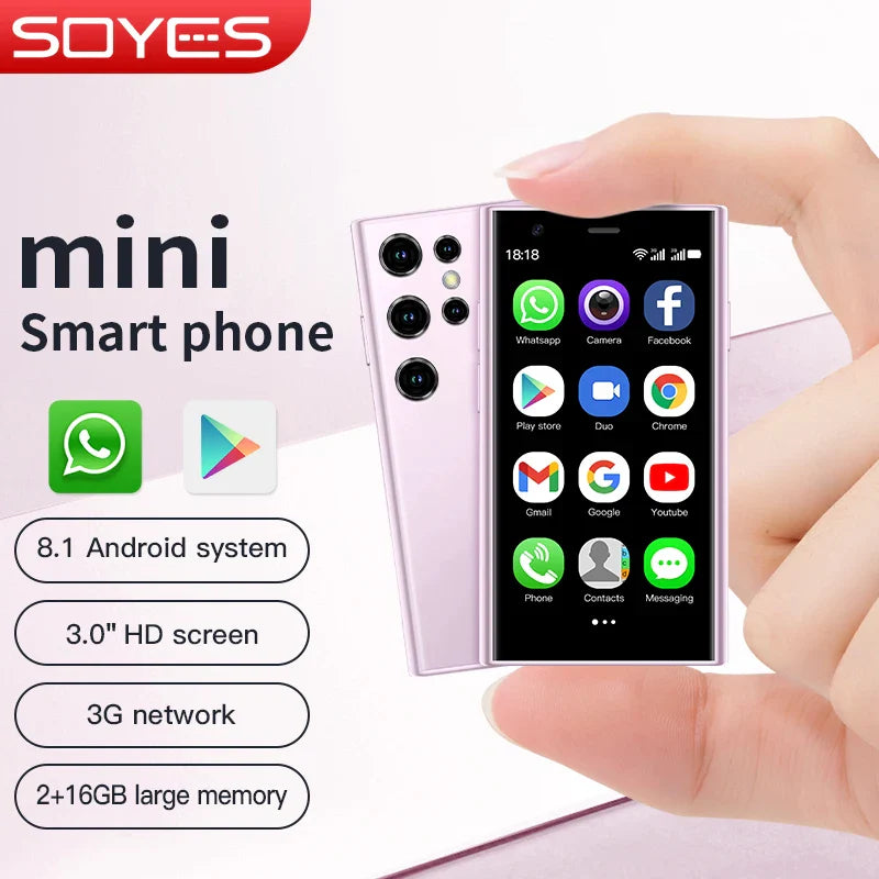 SOYES S23 Pro Mini Smartphones Android 8.1 Dual SIM 3.0'' HD 1000mAh Battery WIFI Bluetooth 3G Small Mobile Phone 2GB+16GB