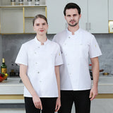 Grey Short Sleeve Chef Jacket Chef Uniform for Men Women Kitchen Restaurant Uniforms Shirts Summer Cook Coat Waiter Clothes