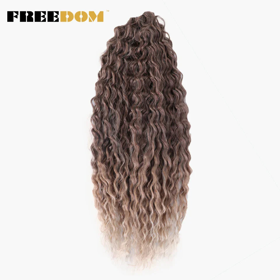 FREEDOM Synthetic Curly Hair 24 Inch Water Wave Twist Crochet Braid Hair Ombre Pink Ginger Deep Wave Braiding Hair Extension