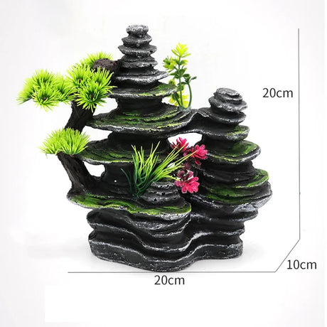 Fish Tank Plant Rockery Multi-style Aquarium Decoration,Resin Artificial Building Cave Aquarium Landscaping Ornament Decor