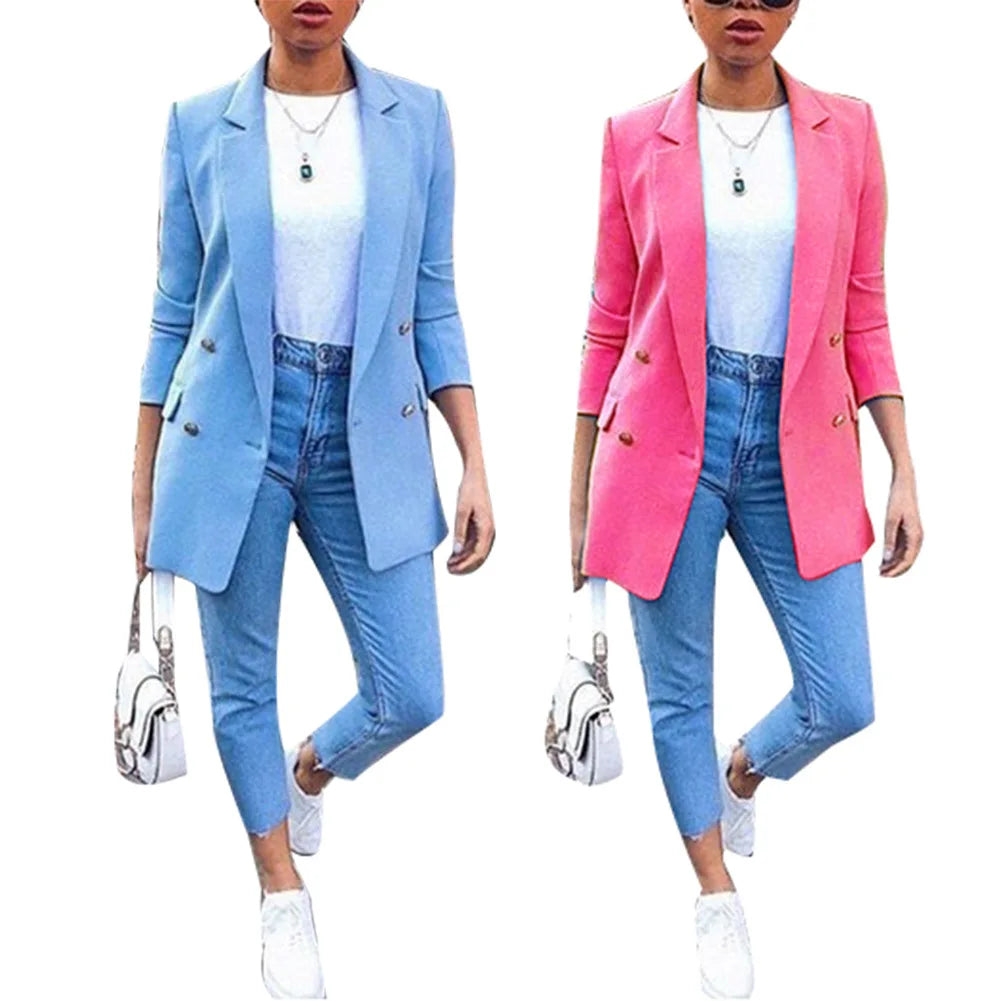 New Autumn Winter Women Blazer Coat Long-Sleeved Small Suit Temperament Professional Slim Top Jacket 2023 New Women Suit Outwear