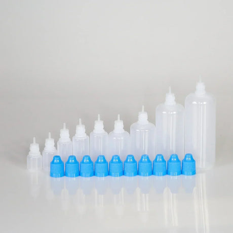 100pcs 5ml-120ml LDPE Empty Plastic Squeezable Bottles Eye Dropper E Liquid Juice Refillable Containers with Caps and Plug Tips