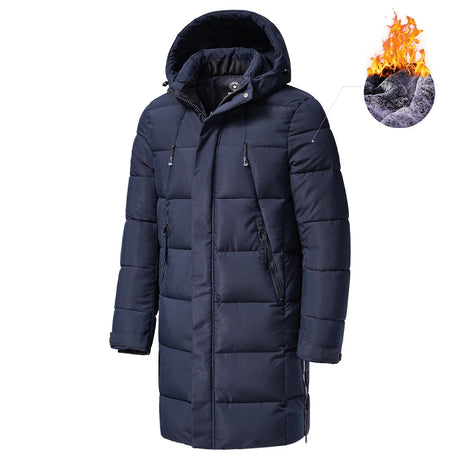 Men 2023 Winter New Plus Long Warm Thick Hood Parkas Jacket Coat Men Autumn Outwear Outfits Classic Windproof Pocket Parka Men