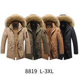 2023 Mens Winter New Windproof Warm Thick Fleece Long Parka Jacket Mens Outwear Fashion Casual Fur Collar Outdoor Hooded Parkas