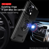 KEYSION Shockproof Case for Redmi Note 13 Pro 5G Slide Camera Lens Protection Ring Stand Phone Cover for Xiaomi Redmi Note 13 5G