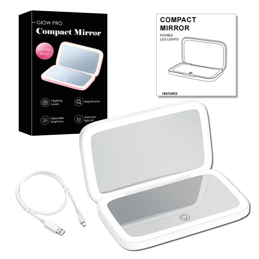 Mini Compact Led Makeup Mirror With Light 5X Magnifying Small Pocket Portable Travel Pink Black Foldable Cosmetic Vanity Mirrors