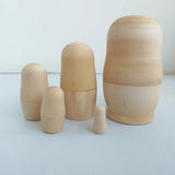 5Pcs Blank Wooden Embryos Russian Nesting Dolls Toy Unpainted Matryoshka Doll DIY Paint Skill Training For  Gifts