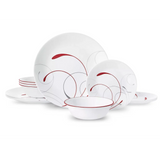 Splendor, White and Red Round 12-Piece Dinnerware Set