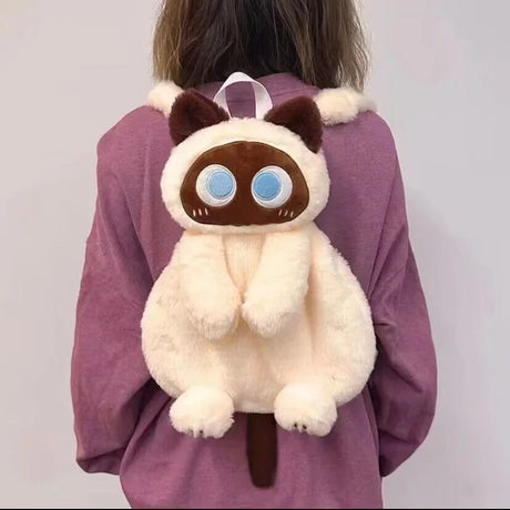 40cm Kawaii Plush Big Eyes Cat Toy Backpack Cute Large-capacity Stuffed Animals Bags Boys Girls Women Soft Toy Backpack Gifts