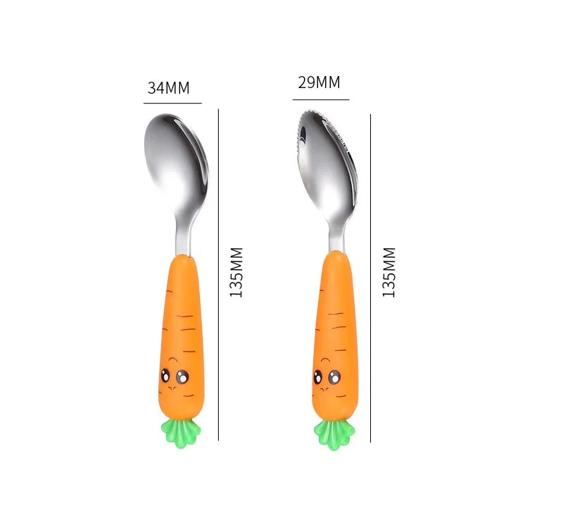 1/3Pcs Baby Feeding Utensils Cartoon Vegetable Fork Spoon Child Cutlery Set Kid Teaspoon Tableware Kitchen Gadgets Baby Items