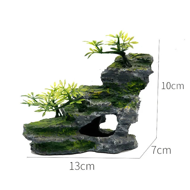 Fish Tank Plant Rockery Multi-style Aquarium Decoration,Resin Artificial Building Cave Aquarium Landscaping Ornament Decor