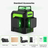 Huepar 12 Lines 3D Cross Line Laser Level Kit Osram Green Laser Beam Self-Leveling 360 Vertical Horizontal with Receiver Tripod