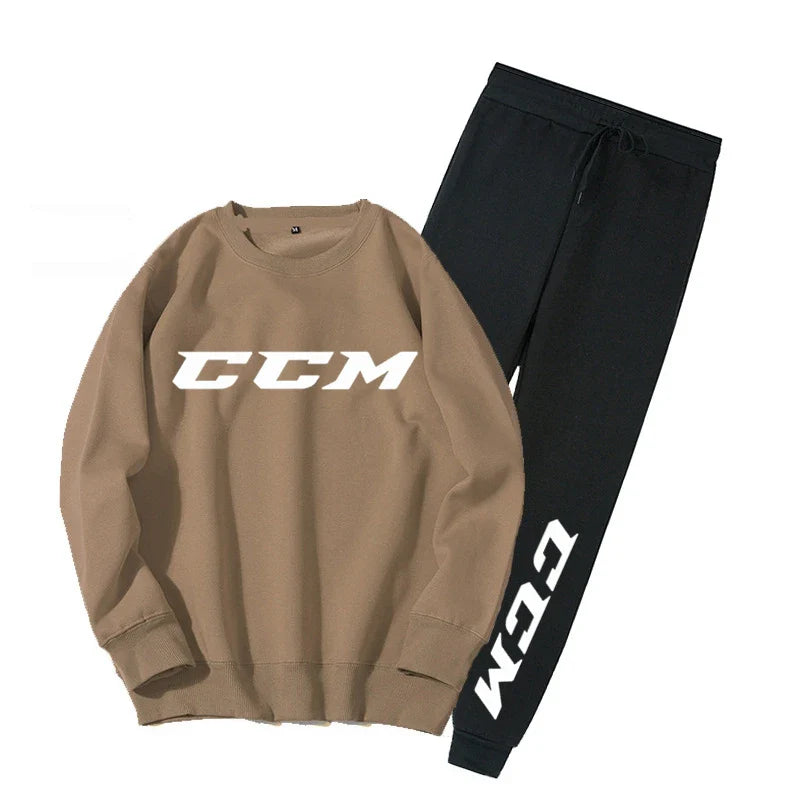 Men's Tracksuit Set Hoodie + Pants Spring Autumn Winter Fleece Warm Sportwear CCM Streetwear Suit Men Clothing