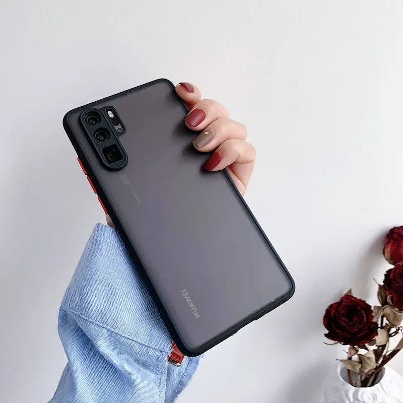 Camera Lens Protection Phone Case For Huawei P20 P30 P40 Mate 20 Pro Honor 20 Matte Translucent Shockproof Back Cover Case