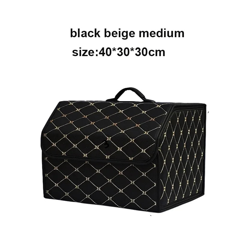 Car Trunk Organizer Box Large Capacity Auto Multiuse Tools Storage Bag Stowing Tidying Leather Folding For Emergency Storage Box