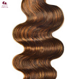 Beauty Forever Ombre Brown Body Wave Bundles With Closure Highlight Color Double Drawn Peruvian Human Hair Weaving Free Shipping