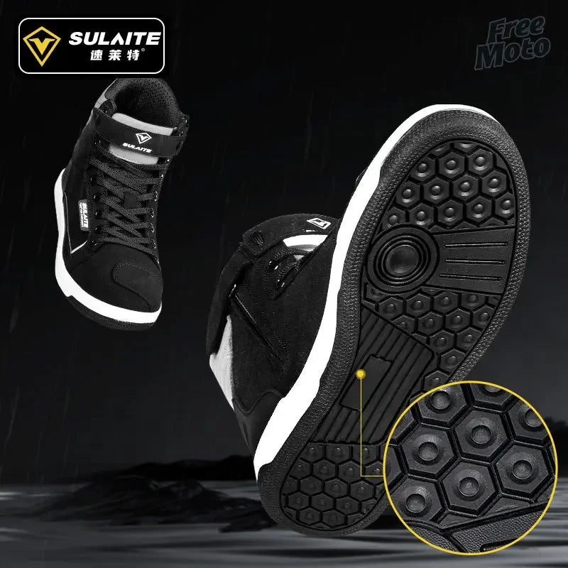 New 2023 SULAITE Boots Men Motorcycle Botas Moto 4 Seasons Anti-fall Anti-skid Reflective Off-road Leisure Motocross Shoes