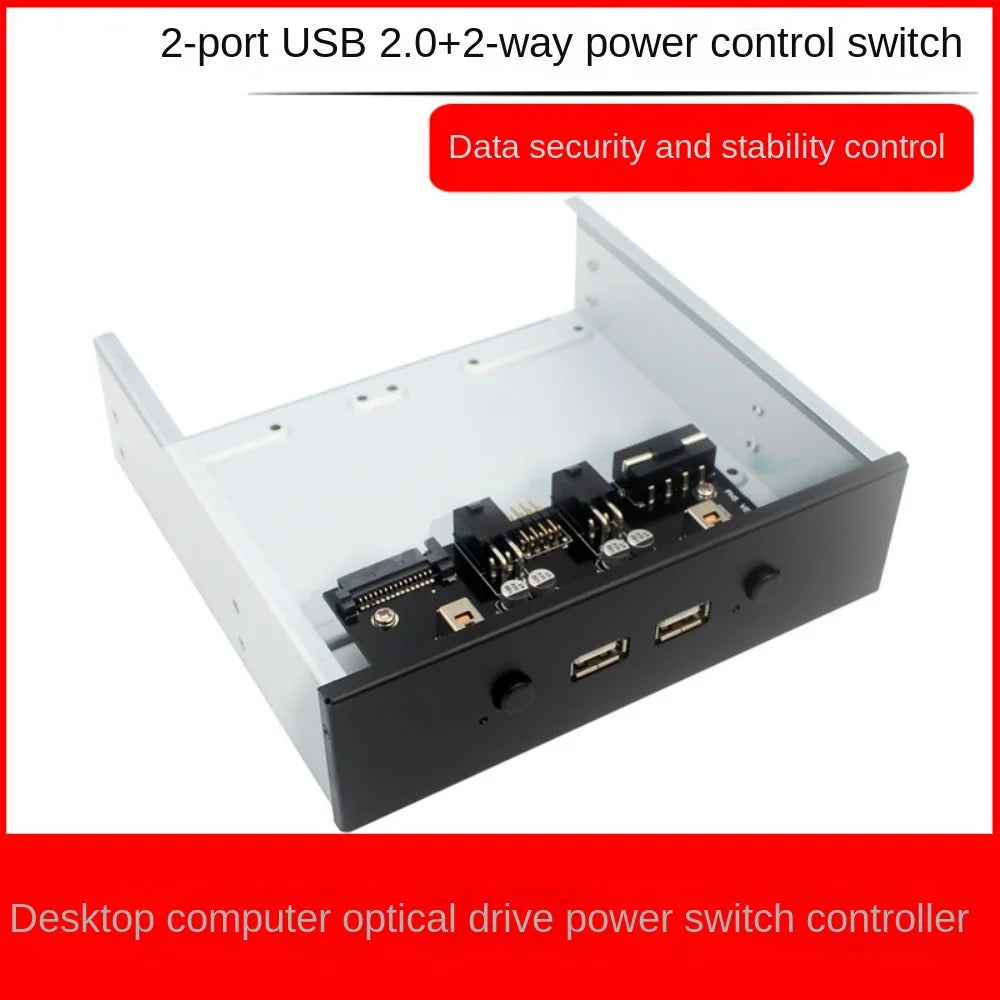 Upgrade Your Desktop's Front Panel: 5.25" Optical Drive Bit, 2-Port USB 3.0, SATA15P HDD Switch Controller, and 2.5" HDD Cage