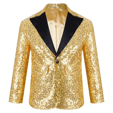 Shiny Sequins Blazer Kid Boy Stylish Jacket Coat Blazer Tuxedo For Wedding Banquet Birthday Party Hip Hop Jazz Stage Performance