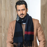 High Quality 100% Wool Scarf Men Autumn Winter Korean Long Warm Plaid Couple Muffler Male Soft Cashmere Thermal Shawl Gentlemen